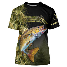 Load image into Gallery viewer, Walleye fishing camouflage Custom performance long sleeve Fishing Shirts, Walleye Fishing jerseys NQS4863