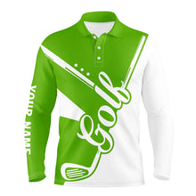 Load image into Gallery viewer, Green and white golf clubs Mens Golf Polo Shirts custom golf tops for men, men's golf apparel NQS9142