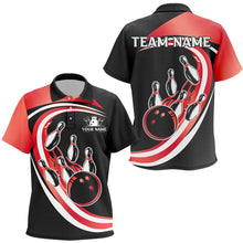 Load image into Gallery viewer, Black and Red Bowling Kid Polo Shirt Custom Bowling Team League Jersey, Gift For Bowlers NQS9490