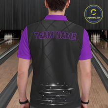 Load image into Gallery viewer, Black and Purple bowling league jersey custom Mens Bowling Polo, 1/4 zip Shirt, gifts for men bowler NQS10097