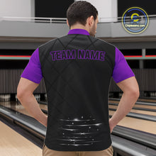Load image into Gallery viewer, Black and Purple bowling league jersey custom Mens Bowling Polo, 1/4 zip Shirt, gifts for men bowler NQS10097