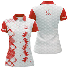 Load image into Gallery viewer, Red and white Womens golf polo shirts custom name women's golf apparel, gifts for golf lovers NQS8226