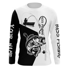 Load image into Gallery viewer, Black and White Bass Fishing Custom Name 3D All Over Printed Shirts, Personalized Fishing gifts NQS355