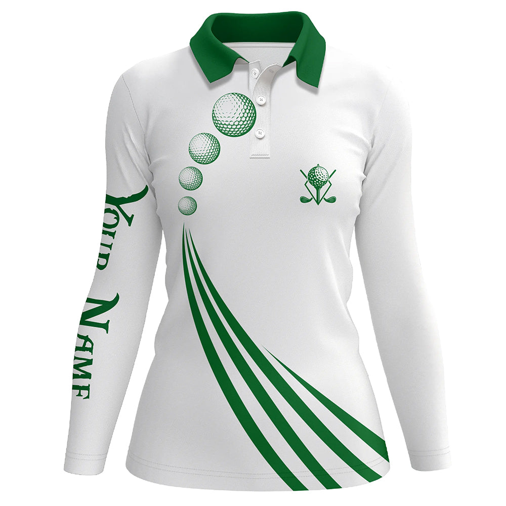 Green and white Womens golf polo shirts custom ladies golf ball clothi