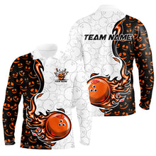 Load image into Gallery viewer, Halloween pattern Mens bowling Polo, Quarter zip shirts custom Team bowling jerseys bowling outfits NQS8090