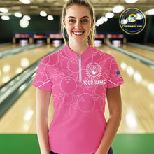 Load image into Gallery viewer, Pink bowling camo Womens bowling shirts Custom American flag patriotic bowling team league jerseys NQS10714