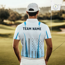 Load image into Gallery viewer, Blue American Flag Golf Polo Shirts For Men custom men's patriotic golf shirts, best golf gifts NQS10934