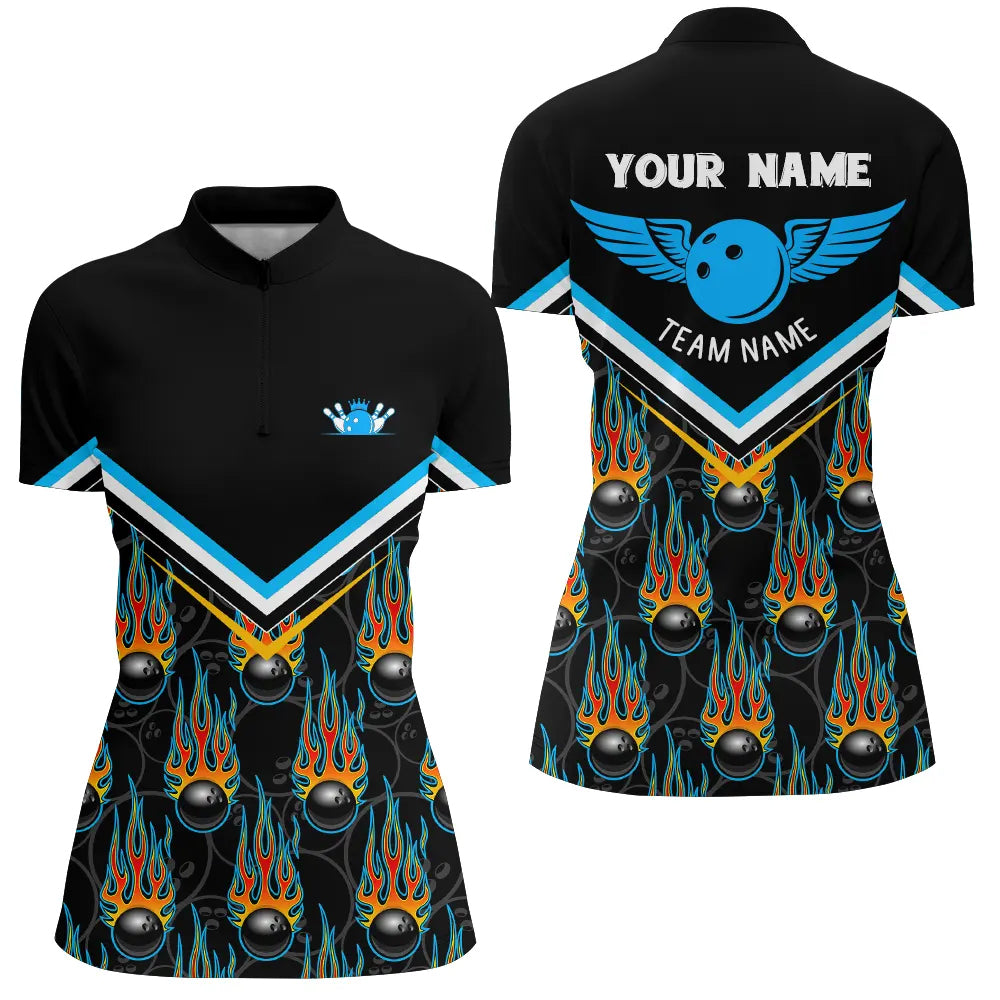 Custom bowling shirt for women – personalized team jersey front view