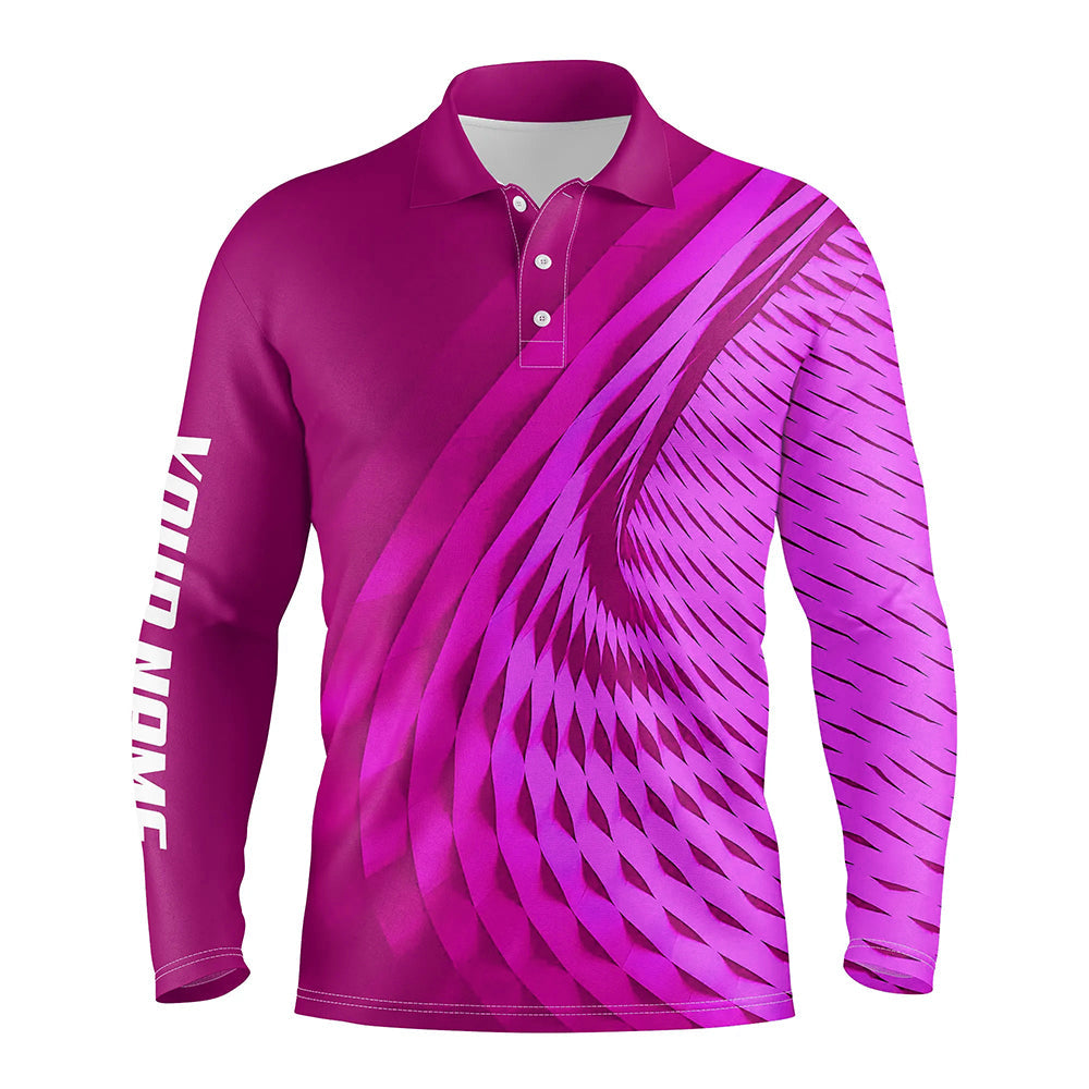 Pink Rose Print Men's Golf Shirts