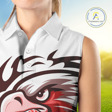 Load image into Gallery viewer, Women sleeveless polo shirt custom Red Eagle golf ball white golf tops, team golf attire for ladies NQS10553