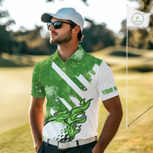 Load image into Gallery viewer, Green and white golf ball flame Men golf polo shirts custom team golf shirts, mens golf clothing NQS10978