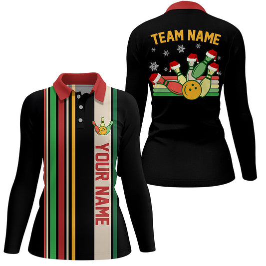 Retro Bowling shirt for Women Custom Funny Christmas Team Bowling League Jersey Ladies Christmas Gifts NQS8853