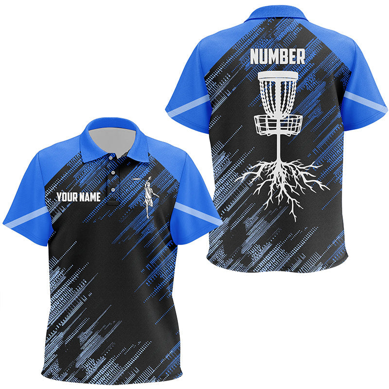 Blue Disc golf basket camo custom name & number Kid disc golf polos shirts, disc golf outfit NQS7416