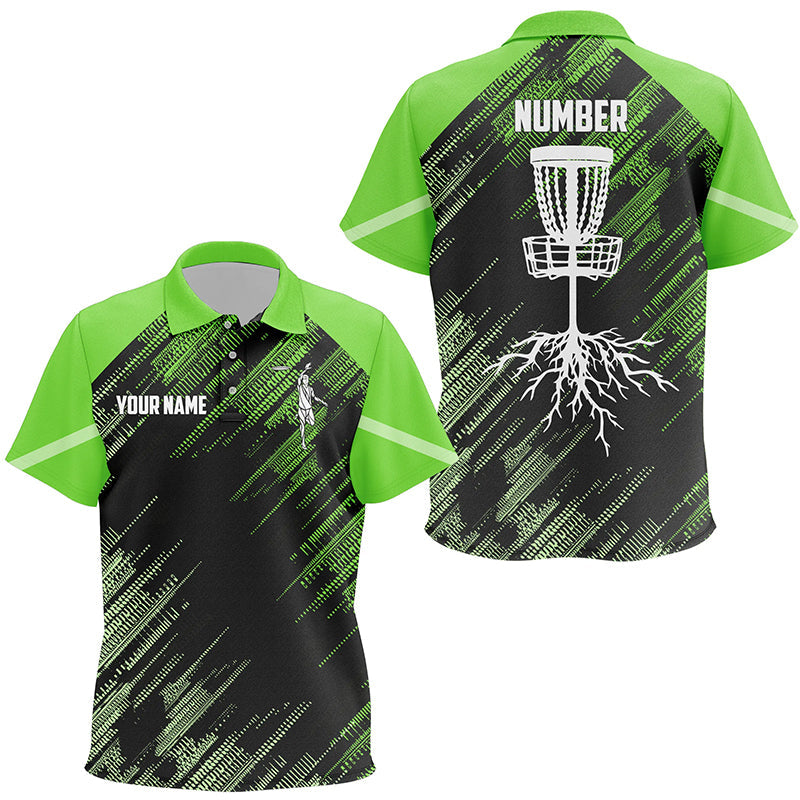 Green Disc golf basket camo custom name & number Kid disc golf polos shirts, disc golf outfit NQS7417