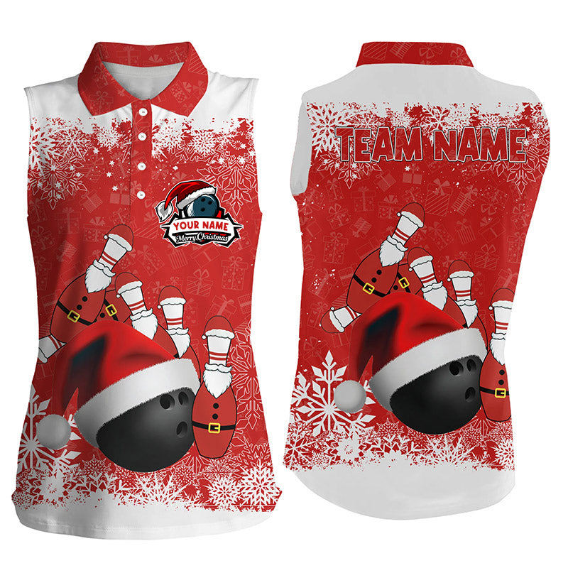 Women bowling sleeveless polos Custom Christmas snowflake bowling ball Bowling Team league Jersey NQS6806