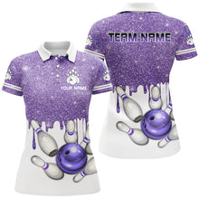 Load image into Gallery viewer, Purple glitter Bowling Shirts For Women Custom team bowling jerseys, Personalized bowling uniform NQS8658