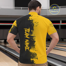 Load image into Gallery viewer, Yellow and Black Bowling Polo, Quarter Zip shirts for Men Custom Bowling Team Jerseys NQS10880