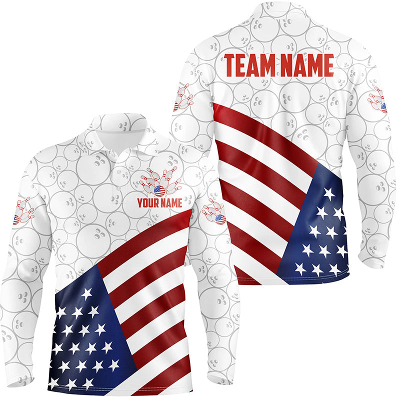 Personalized American Flag Bowling Team Shirts For Men Patriotic Bowling Gifts NQS8947