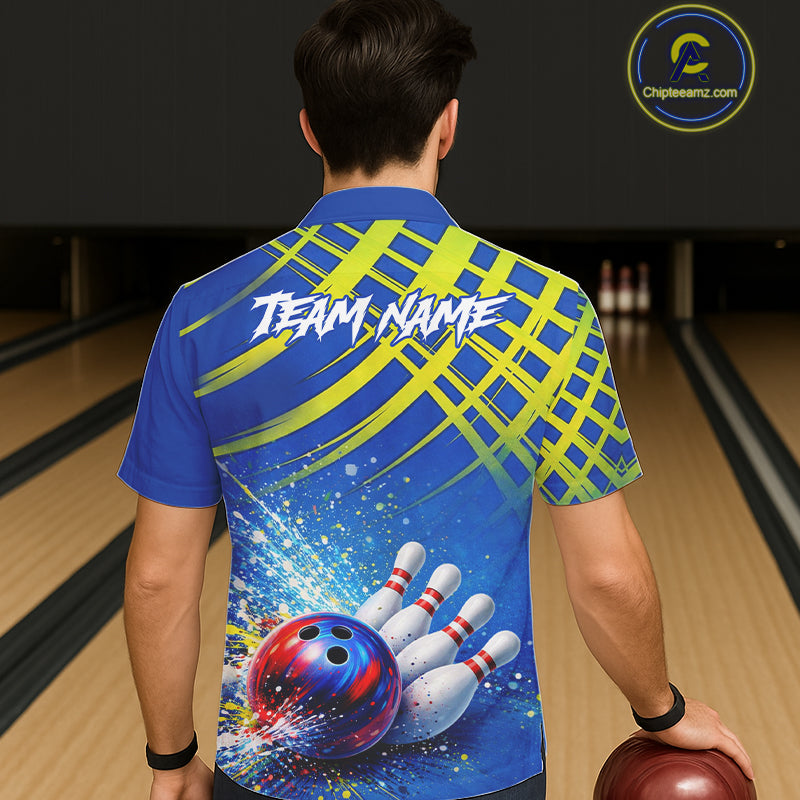 Personalized Blue And Green Hawaiian bowling shirts team league jerseys, bowling gifts for bowlers NQS11494