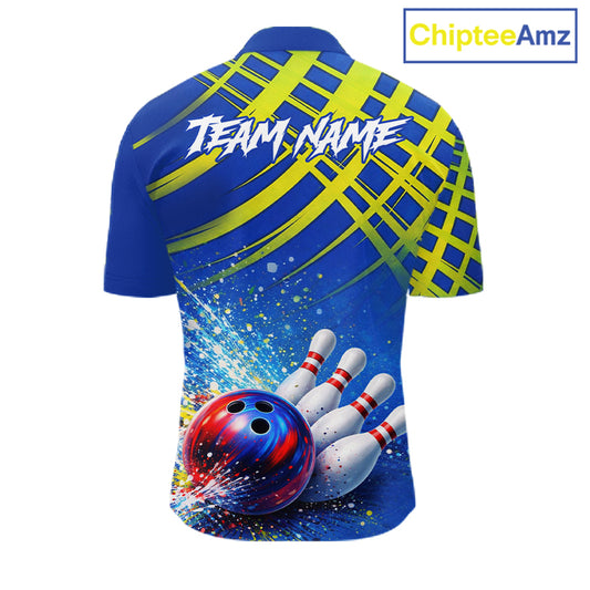 Personalized Blue And Green Bowling shirts for men bowling team league jerseys, bowling gifts for men NQS11494