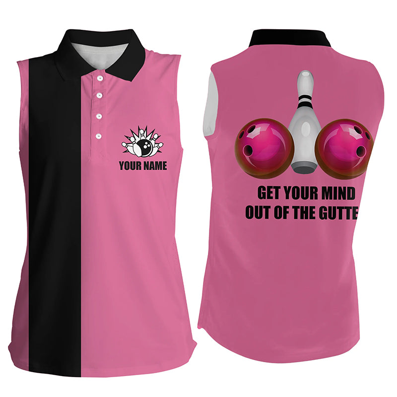 Custom sleeveless bowling shirt for women – personalized team jersey front view