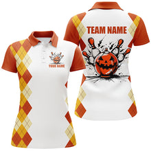 Load image into Gallery viewer, Halloween orange argyle pattern bowling pumpkins shirts for women custom Team bowling jerseys NQS8089