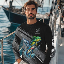 Load image into Gallery viewer, Personalized Black camo Mahi-mahi, Wahoo, Tuna Offshore slam Fishing Jerseys Long Sleeve Fishing Shirt NQS9752
