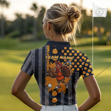 Load image into Gallery viewer, Funny Golf Polo Shirts For Women Custom Pumpkin American Flag Turkey Thanksgiving golf shirt NQS10944