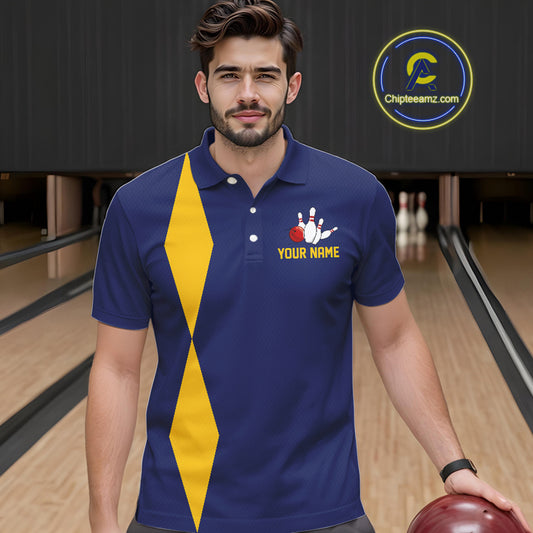 Personalized Yellow and Blue Retro Bowling Shirts For Men custom vintage bowling team jerseys NQS11165