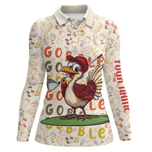 Load image into Gallery viewer, Funny Thanksgiving Turkey Women golf polo shirts custom women's golf outfits, personalized golf gifts NQS8625