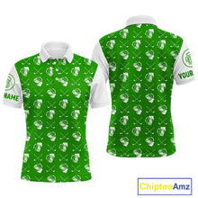 Load image into Gallery viewer, Green and white golf pattern Mens Golf polo shirts custom name golf beer outfit men golf clothes NQS9861