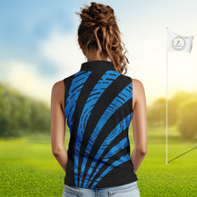 Load image into Gallery viewer, Custom Black and Blue camo Women Sleeveless polo shirt Custom ladies golf tops personalized golf gift NQS10609