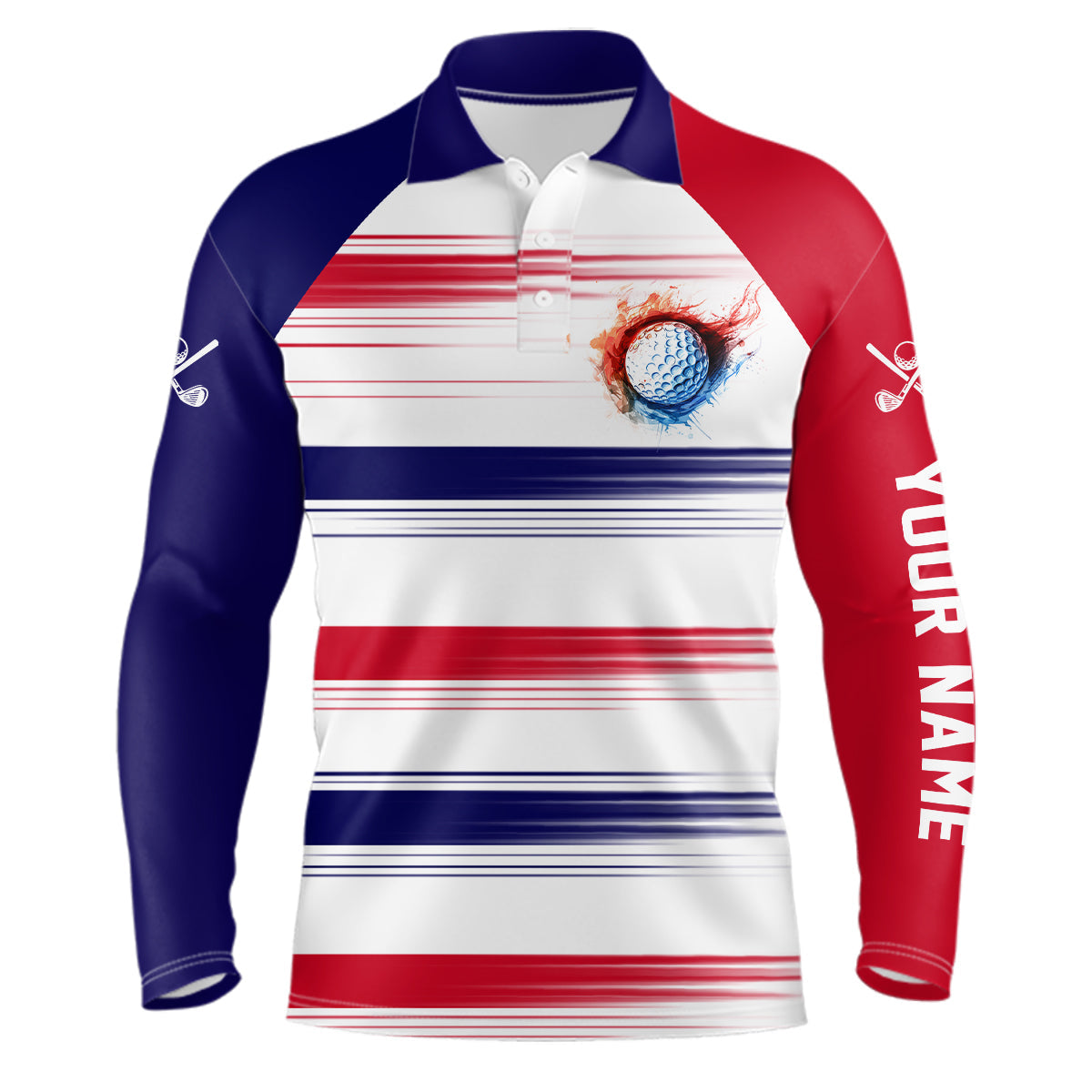 Red, white and blue Mens golf polo shirts custom patriotic golf ball t ...