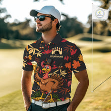 Load image into Gallery viewer, Funny Turkey Golf Beer Thanksgiving golf shirt Custom Funny golf shirts for men, mens golf clothes NQS10964