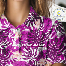 Load image into Gallery viewer, Pink tropical flower leaf pattern funny Golf polo shirts for Women Custom ladies golf outfits NQS10120
