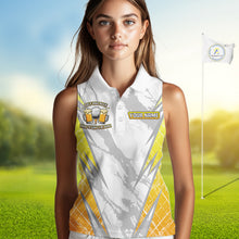 Load image into Gallery viewer, Golf and beer That's why I'm here Funny Women sleeveless polo shirt Custom Team Golf shirt for ladies NQS10133