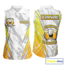 Load image into Gallery viewer, Golf and beer That's why I'm here Funny Women sleeveless polo shirt Custom Team Golf shirt for ladies NQS10133