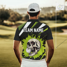 Load image into Gallery viewer, Black and Green Skull Golf polo shirts For Men Custom team golf outfits men, cool golf gifts NQS10025