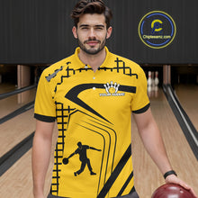Load image into Gallery viewer, Custom Black and Yellow Bowling Shirts For Men, Personalized Team Bowling Jersey Bowler Outfit NQS10575