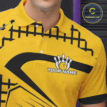 Load image into Gallery viewer, Custom Black and Yellow Bowling Shirts For Men, Personalized Team Bowling Jersey Bowler Outfit NQS10575