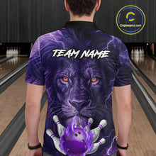 Load image into Gallery viewer, Purple Lightning thunder Flame Lion Bowling Polo, 1/4 Zip shirts for Men Custom bowling team jerseys NQS10175