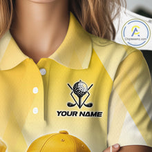 Load image into Gallery viewer, Funny Yellow pattern Golf ball drinking beer Women Golf Polo Shirt Custom team golf outfit for ladies NQS10718