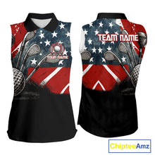 Load image into Gallery viewer, Personalized American Flag Sleeveless Golf Polo Shirts For Women, Patriotic Golf Gifts NQS10830