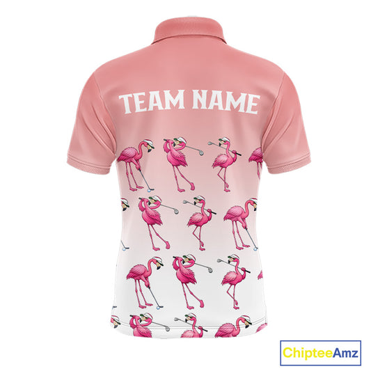 Funny Pink Flamingo Golf polo shirt for men custom Flamingo golfer pattern golf shirts NQS11714