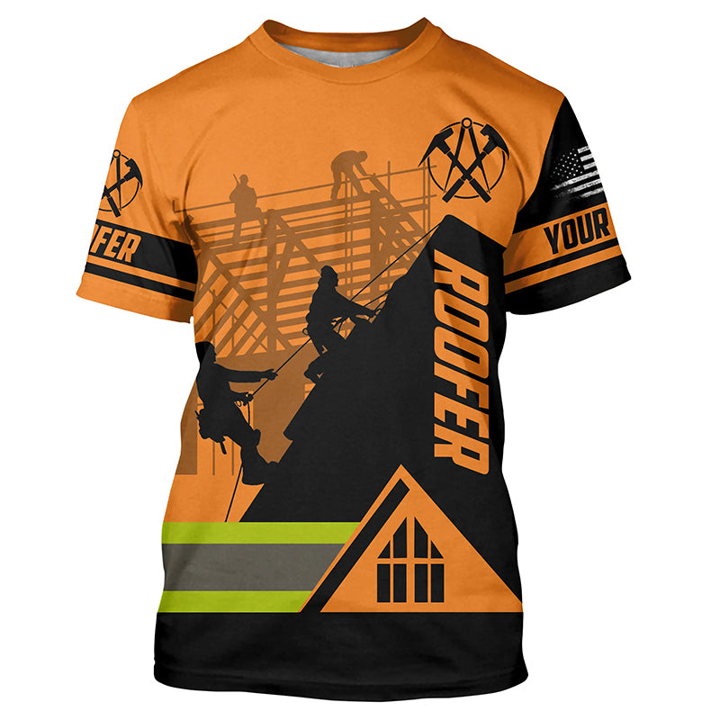 Roofing custom Name UV Protection orange Shirts for Roofer Contractors, Roofing Expert FSD4058