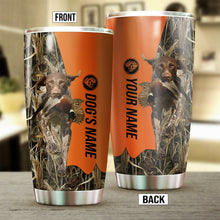 Load image into Gallery viewer, German Shorthaired Pointer Birds & Deer shed Hunting Dog Custom name Stainless Steel Tumbler Cup FSD4285