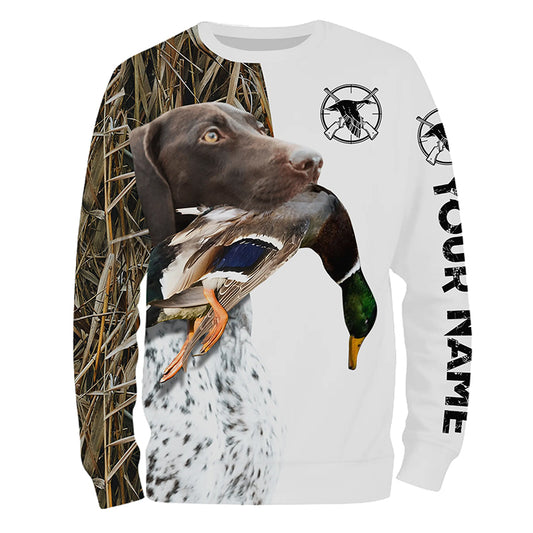 Duck Hunting With Dog GSP German Shorthaired Pointer Customize Name All Over Printed Shirts - Personalized Hunting Gifts FSD2212