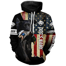Load image into Gallery viewer, Hunting Dog Black Labs American flag Custom Name Shirt for Hunter, Personalized Hunting Gift FSD4538