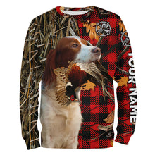 Load image into Gallery viewer, Irish Red & White Setter Pheasant Hunting Dog Red Plaid Camo Custom Name Shirts, Christmas Gifts for Hunters FSD4248