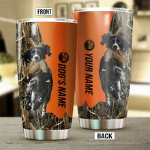 Load image into Gallery viewer, Black and white English Setter Birds & Deer shed Hunting Dog Custom name Stainless Steel Tumbler Cup FSD4330